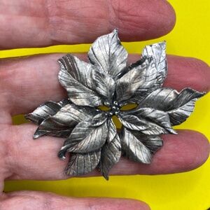 Pewter Floral Brooch SEAGULL Handcrafted In Nova Scotia NEW On Card